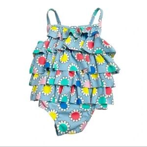 Baby Boden tiered floral one piece swimsuit size 3-6 M